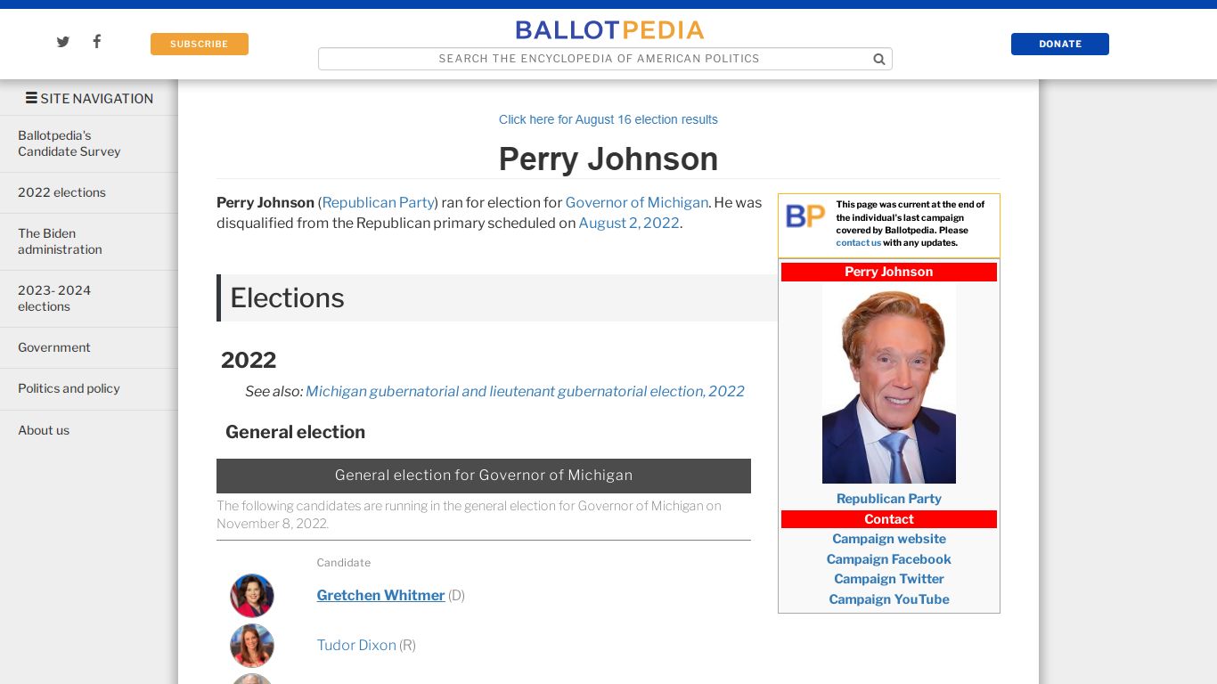 Perry Johnson - Ballotpedia